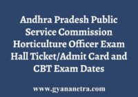 APPSC Horticulture Officer Exam Hall Ticket