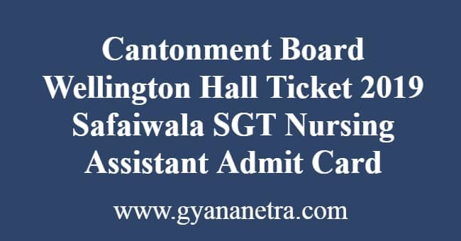 Cantonment Board Wellington Hall Ticket