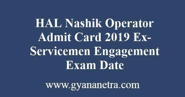 HAL Nashik Operator Admit Card