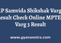 MP Samvida Shikshak Varg 3 Result Check Online