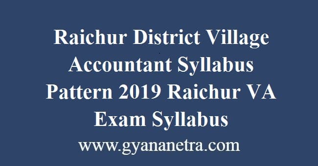 Raichur District Village Accountant Syllabus Pattern