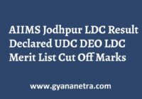 AIIMS Jodhpur LDC Result Merit List