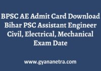 BPSC AE Admit Card Exam Date