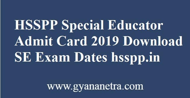 HSSPP Special Educator Admit Card