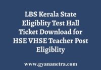 Kerala State Eligibility Test Hall Ticket