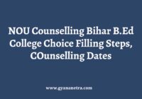 NOU Counselling B.Ed Counselling Dates