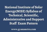 National Institute of Solar Energy Syllabus Exam Pattern