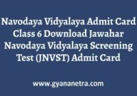 Navodaya Vidyalaya Admit Card JNVST Exam Date