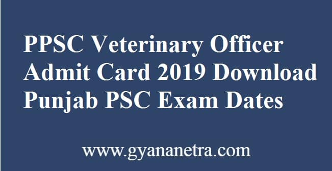 PPSC Veterinary Officer Admit Card