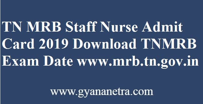 TN MRB Staff Nurse Admit Card