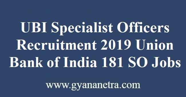 UBI Specialist Officers Recruitment
