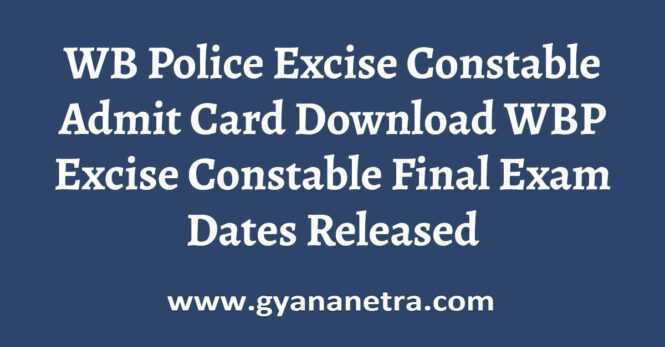 WB Police Excise Constable Admit Card Exam Date