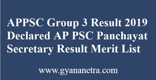 APPSC Group 3 Result