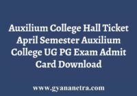Auxilium College Hall Ticket