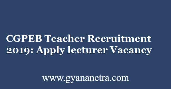 CGPEB Teacher Recruitment 2019