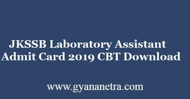 JKSSB Laboratory Assistant Admit Card 2019