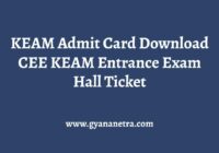 KEAM Admit Card Exam Date
