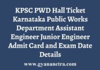 KPSC PWD Hall Ticket