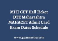 MHT CET Hall Ticket Admit Card