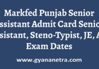 Markfed Punjab Senior Assistant Admit Card Exam Date