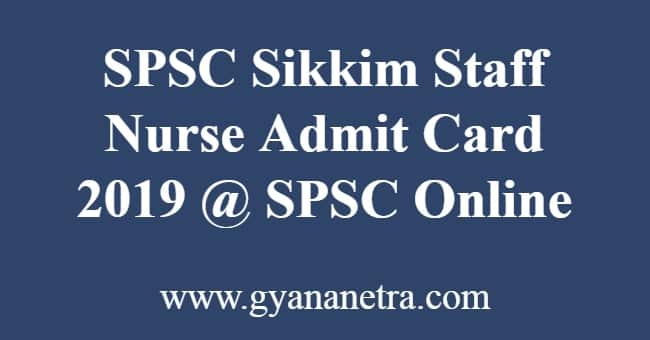 SPSC Sikkim Staff Nurse Admit Card