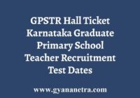Karnataka GPTR Hall Ticket