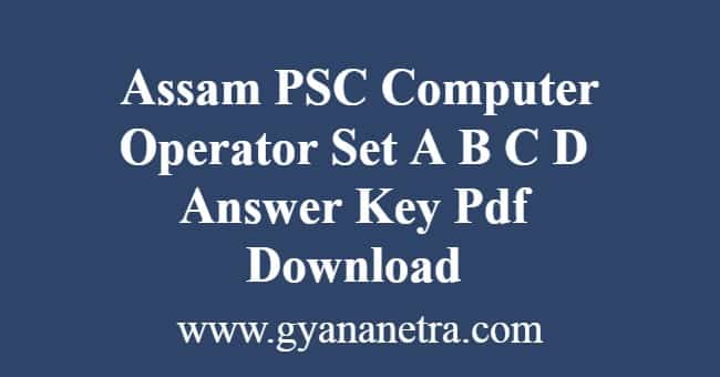 APSC Computer Operator Answer Key