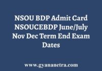 NSOU BDP Admit Card