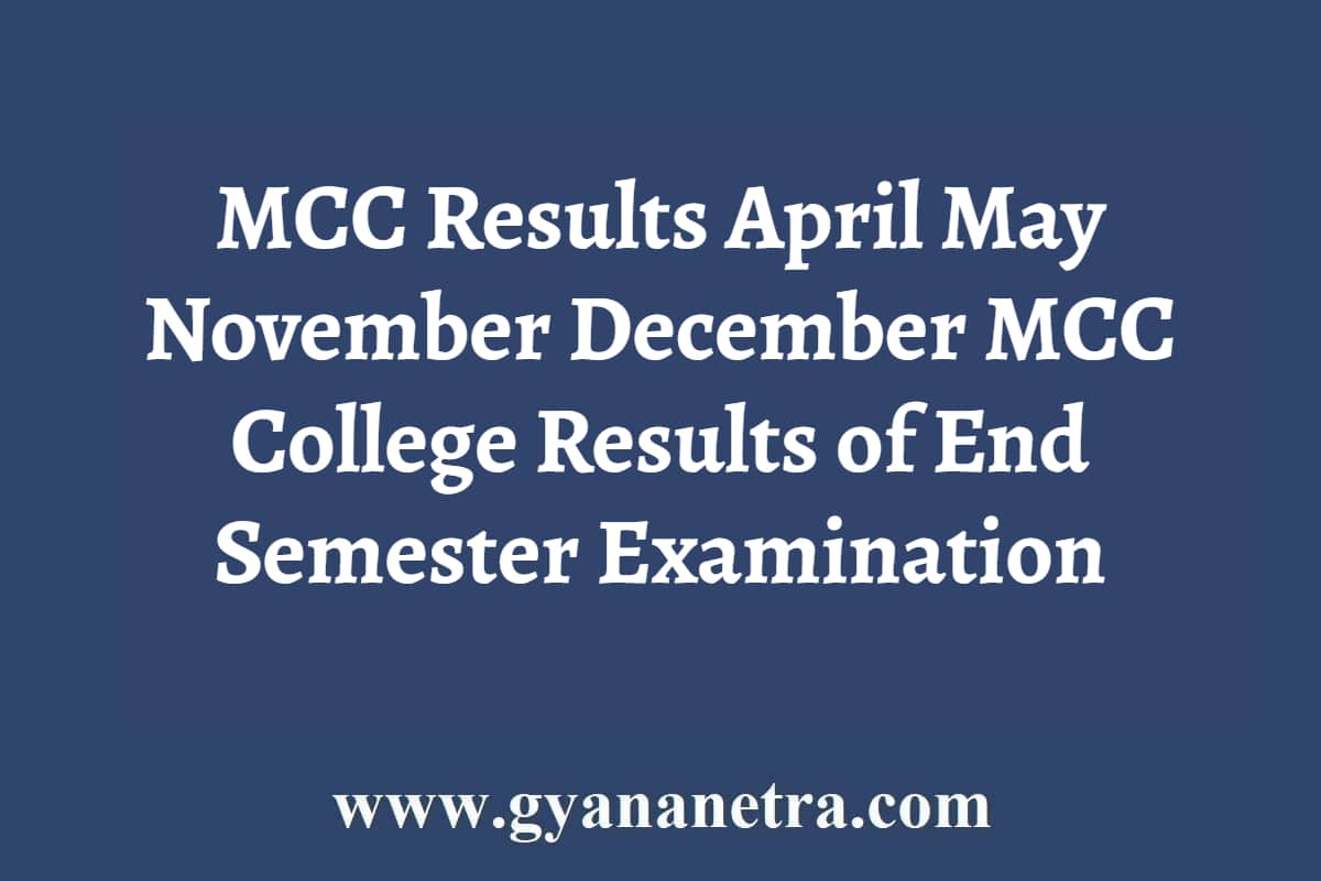 MCC Results 2024 MCC College Results of End Semester Examination
