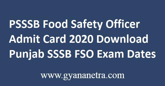 PSSSB Food Safety Officer Admit Card