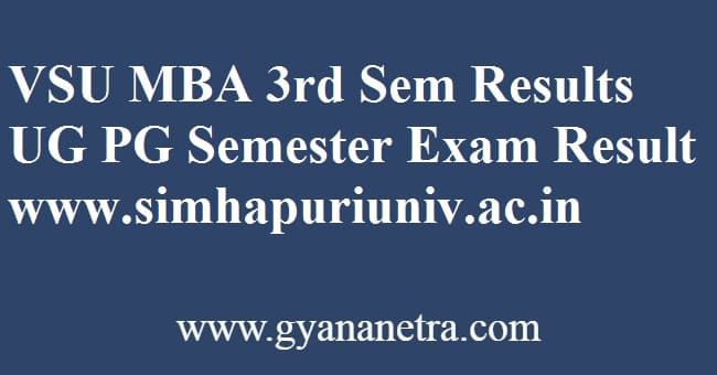 VSU MBA 3rd Sem Results December