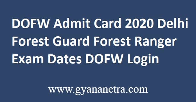 DOFW Admit Card