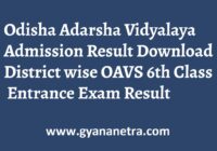 Odisha Adarsha Vidyalaya Admission Result Check