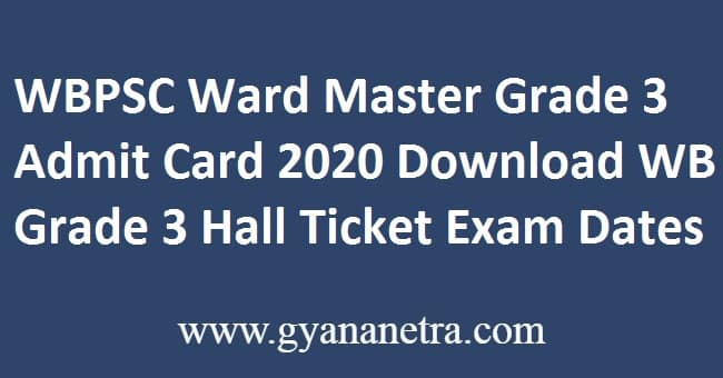 WBPSC Ward Master Grade 3 Admit Card