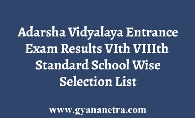 Adarsha Vidyalaya Entrance Exam Karnataka Result