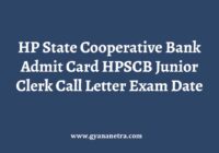 HP State Cooperative Bank Admit Card Exam Date