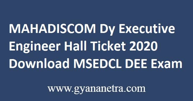 MAHADISCOM Deputy Executive Engineer Hall Ticket