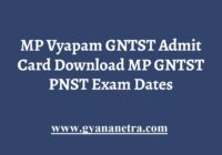 MP Vyapam GNTST PNST Admit Card Exam Date