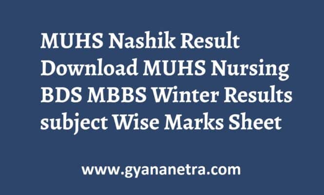 MUHS Nashik Result Check Online