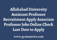Allahabad University Professor Recruitment