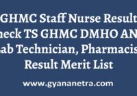 GHMC Staff Nurse Result Check Online