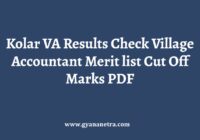 Kolar VA Results Merit List