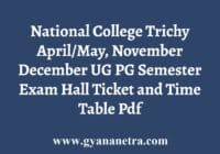National College Trichy NCT Hall Ticket