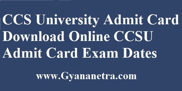 CCS University Admit Card Download Online