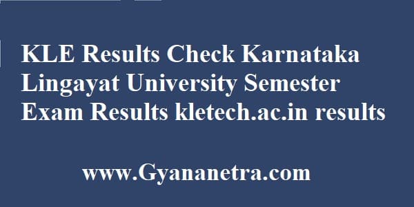 KLE Results Karnataka Lingayat University Semester Exam