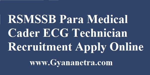 RSMSSB Para Medical Cader ECG Technician Recruitment Apply Online