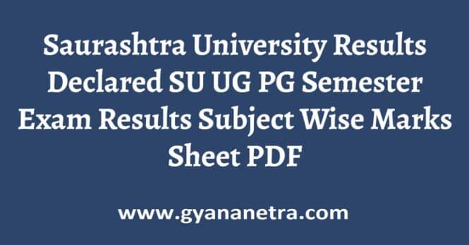 Saurashtra University UG PG Semester Exam Result