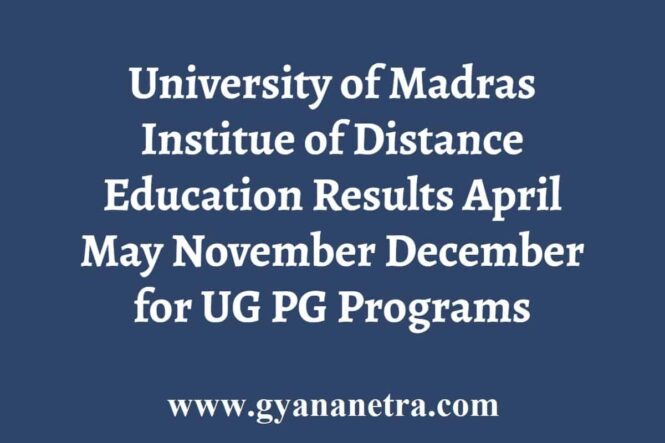 University of Madras IDE UNOM Results