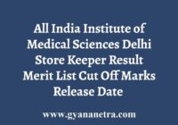AIIMS Delhi Store Keeper Result Release