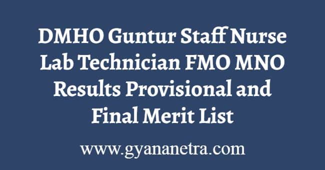 DMHO Guntur Staff Nurse Results
